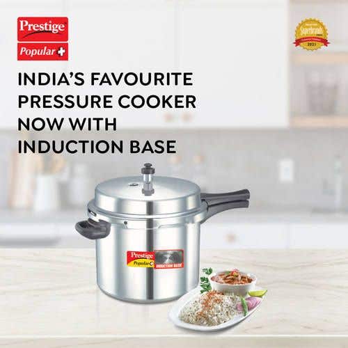 Prestige Popular Plus Virgin Aluminium Induction Base Outer Lid Pressure Cooker, 10 Litres