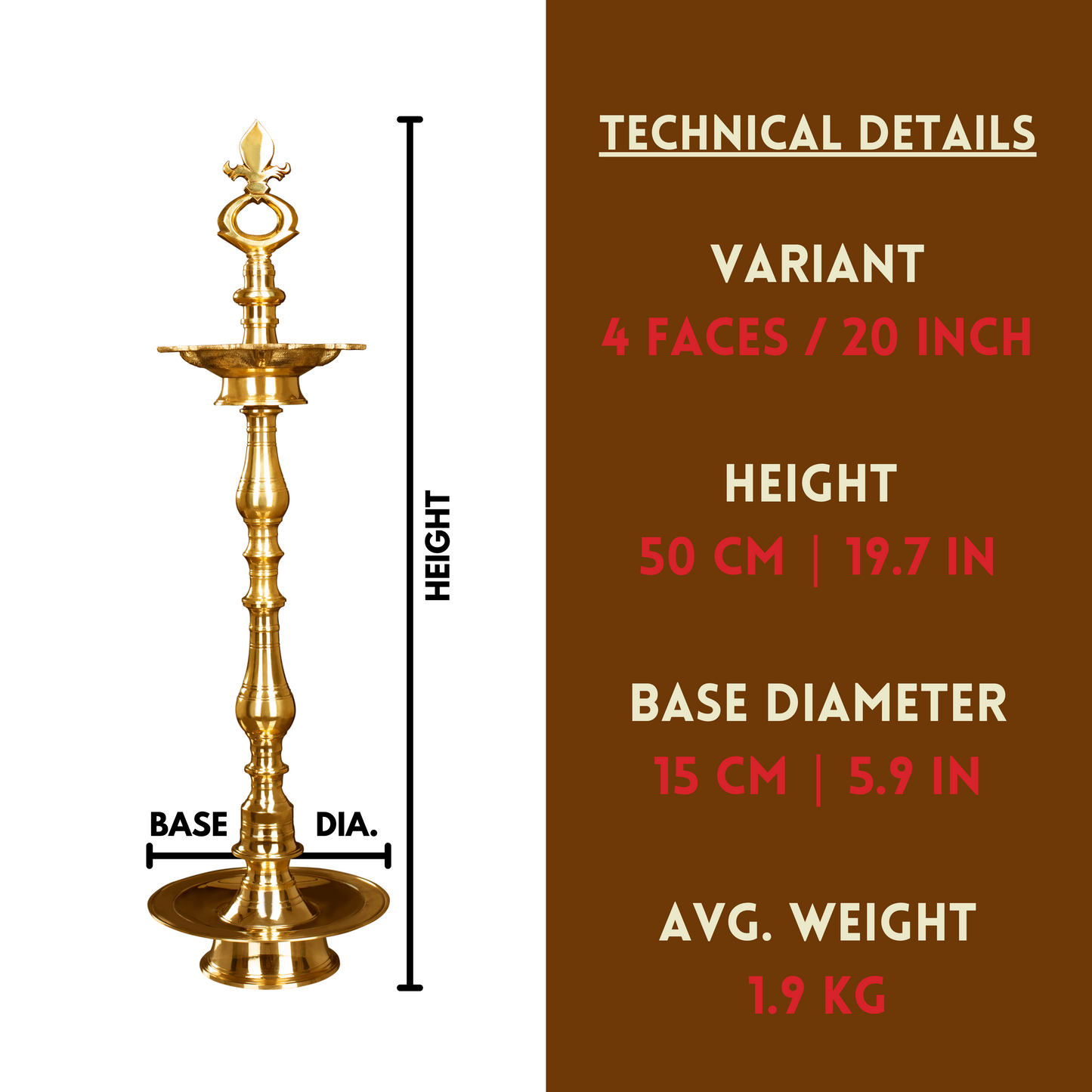 Ponndeep Vagai Kaai Vilakku Pure Duplex Brass Diya Oil Lamp