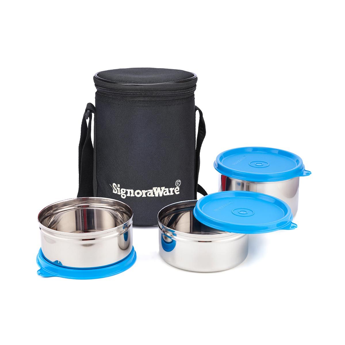 Signoraware Executive Steel Stainless Steel Lunch Box with Bag