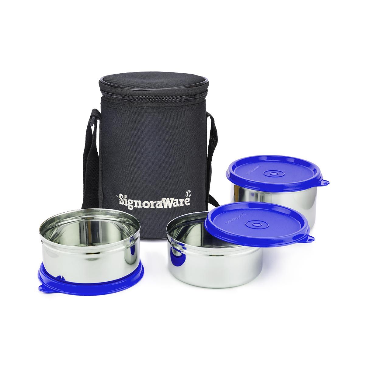Signoraware Executive Steel Stainless Steel Lunch Box with Bag