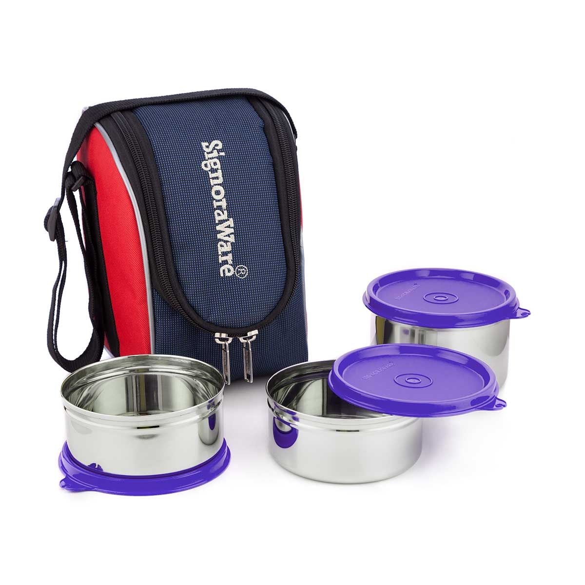 Signoraware Executive Maxx Fresh Steel Stainless Steel Lunch Box with Bag