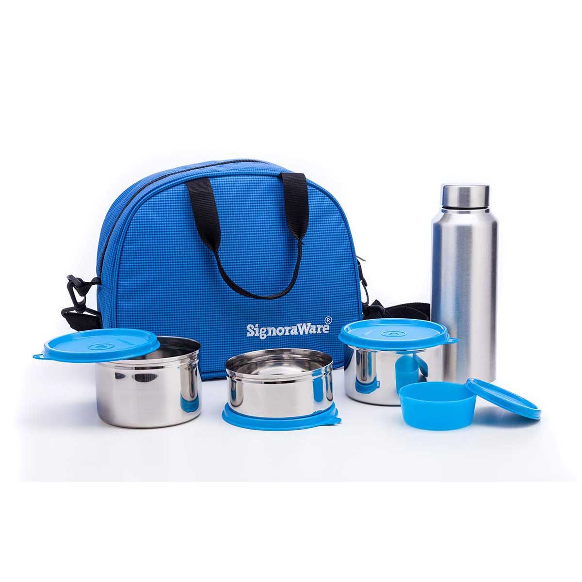 Signoraware Sling Steel Stainless Steel Lunch Box with Bag