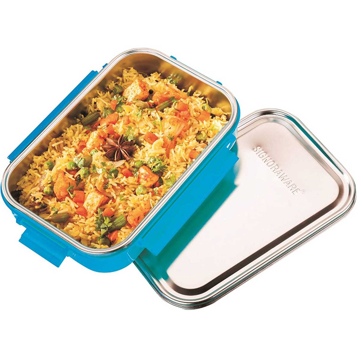 Signoraware Crispy Stainless Steel Lunch Box with Steel Lid, 1000 ML