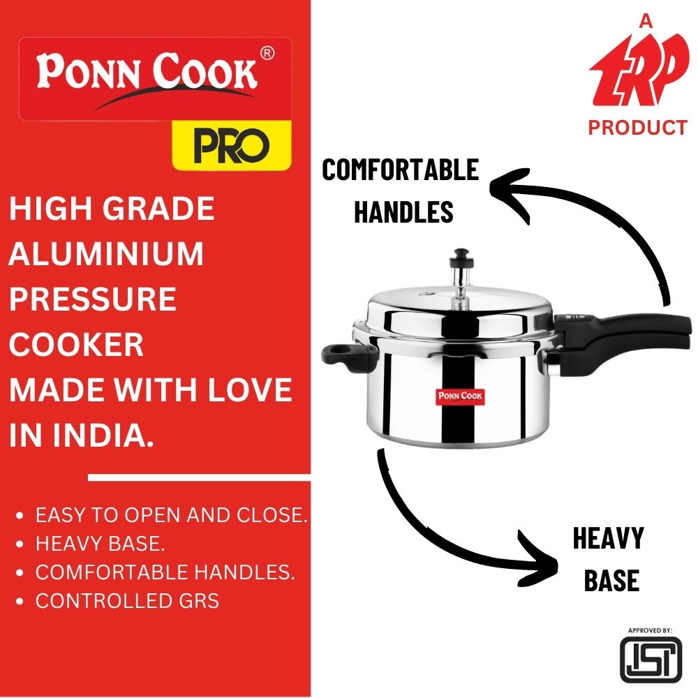 Ponn Cook Pro Aluminium Non-Induction Base Outer Lid Pressure Cooker