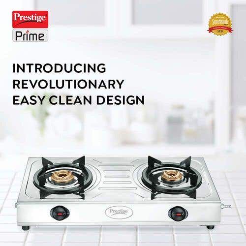 Prestige Prime Stainless Steel Gas Stove, 2 Burner