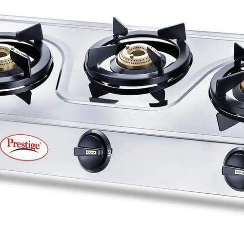 Prestige Prime Stainless Steel Gas Stove, 3 Burner