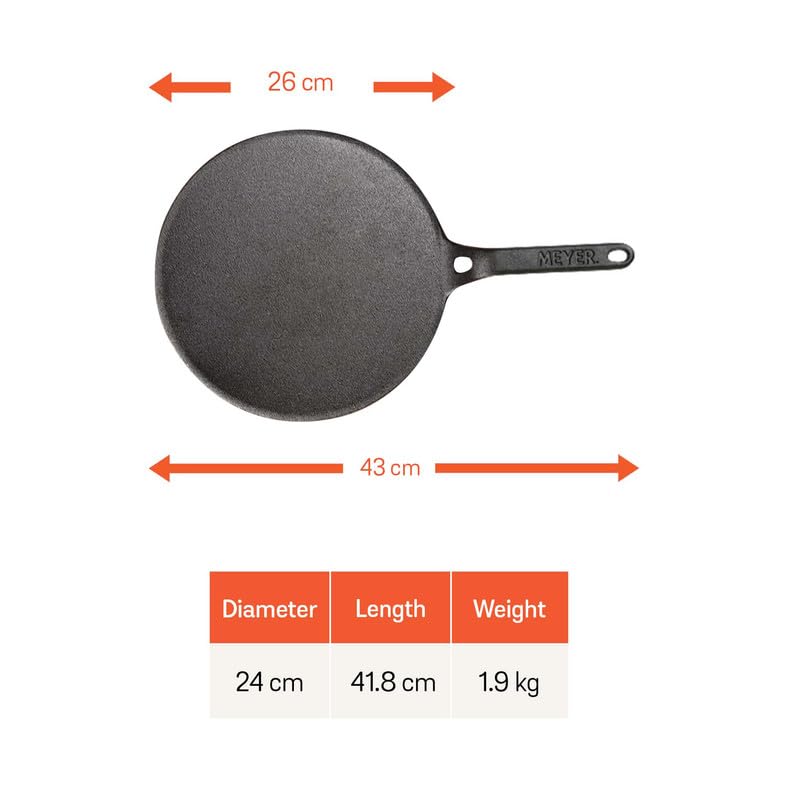 Meyer Pre-Seasoned Cast Iron Roti/Chapati Tawa, 26CM