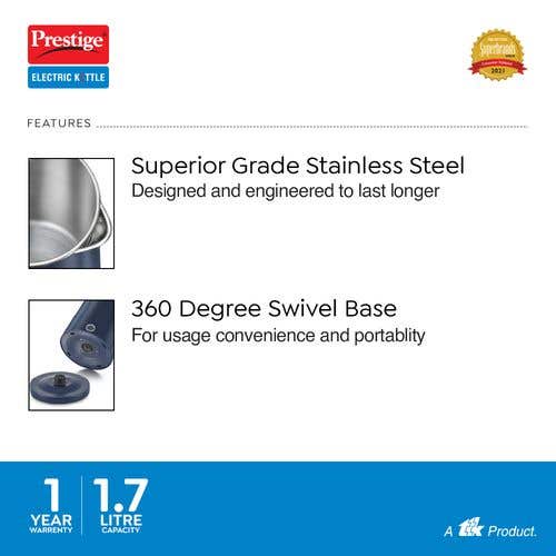 Prestige PKCB 1.7 Blue Electric Kettle, 1.7 Litres