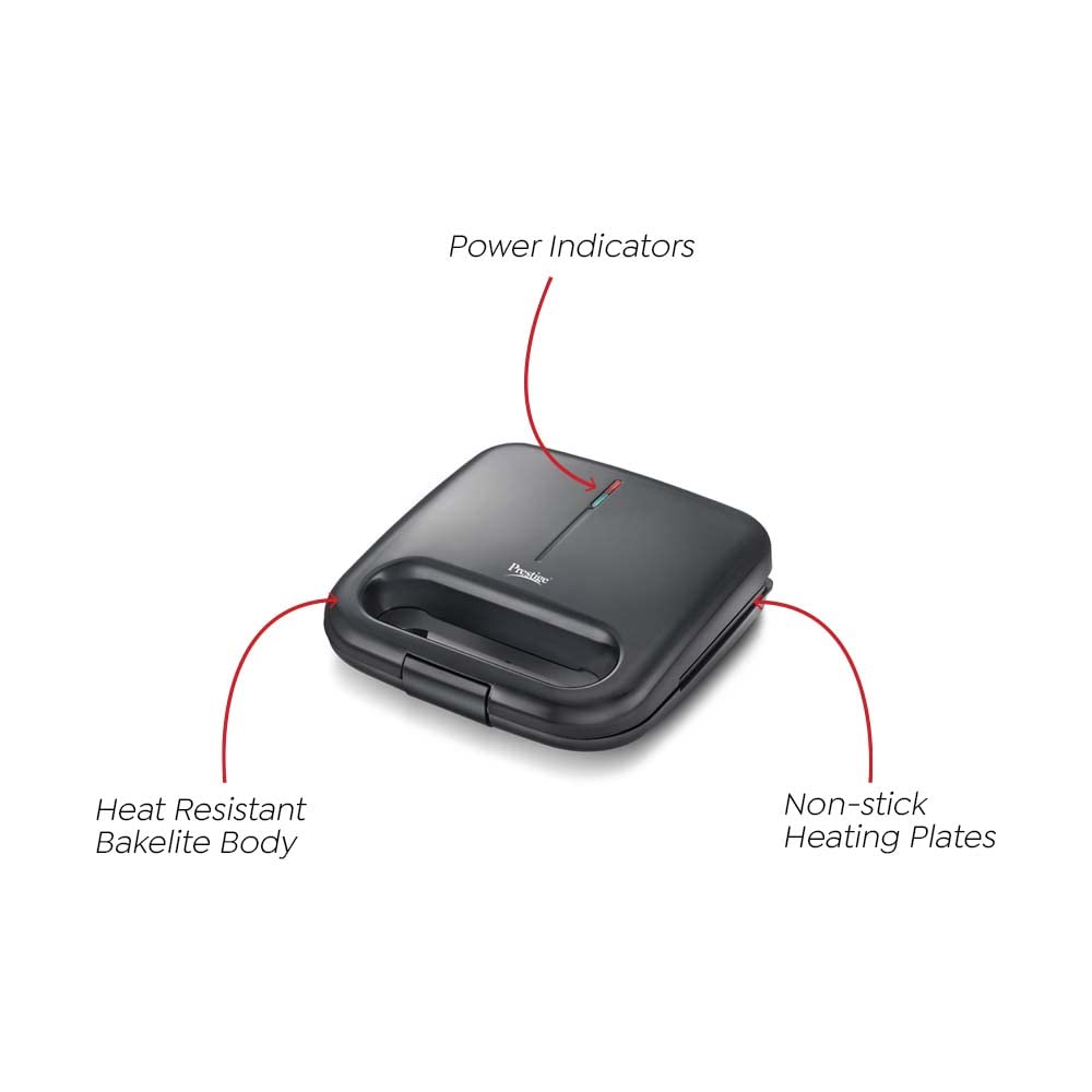 Prestige PGDP 01 Sandwich Maker with Deep Fixed Grill Plates, 750W