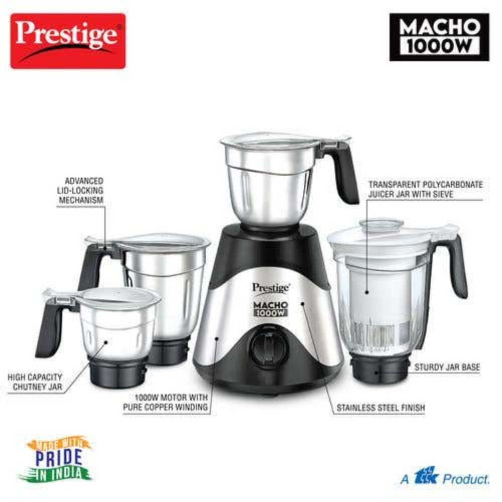 Prestige Macho Mixer Grinder, 1000W, 4 Jars