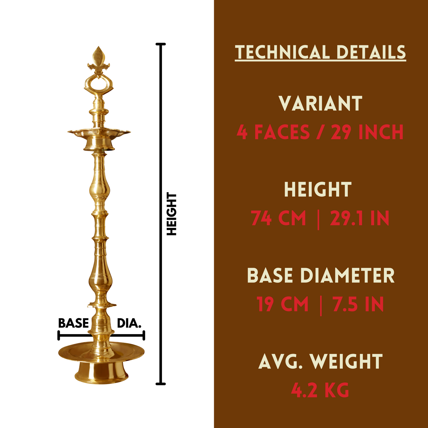 Ponndeep Vagai Kaai Vilakku Pure Duplex Brass Diya Oil Lamp