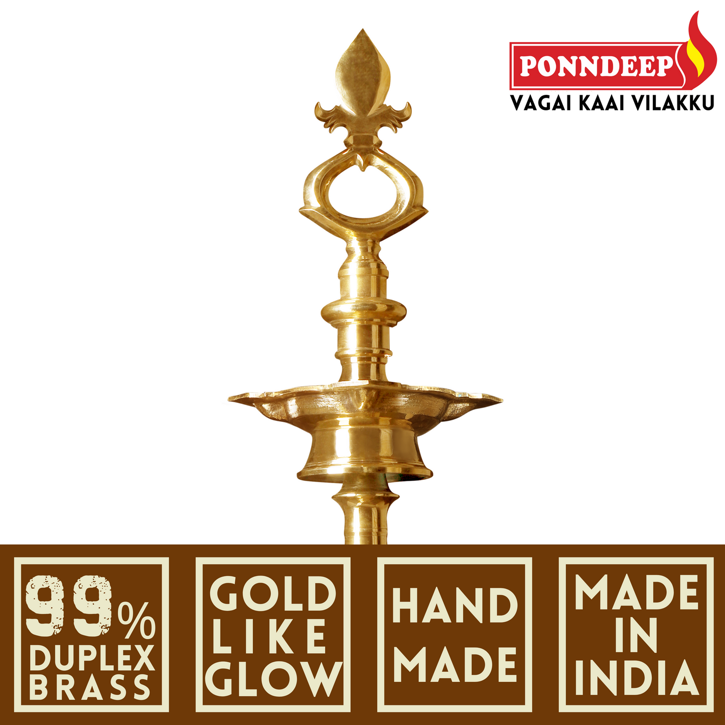 Ponndeep Vagai Kaai Vilakku Pure Duplex Brass Diya Oil Lamp