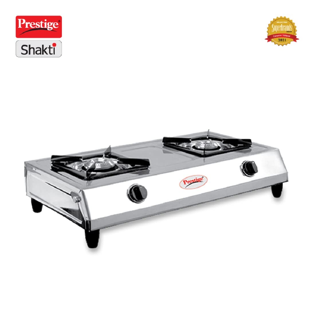 Prestige Shakthi Stainless Steel Gas Stove, 2 Burner