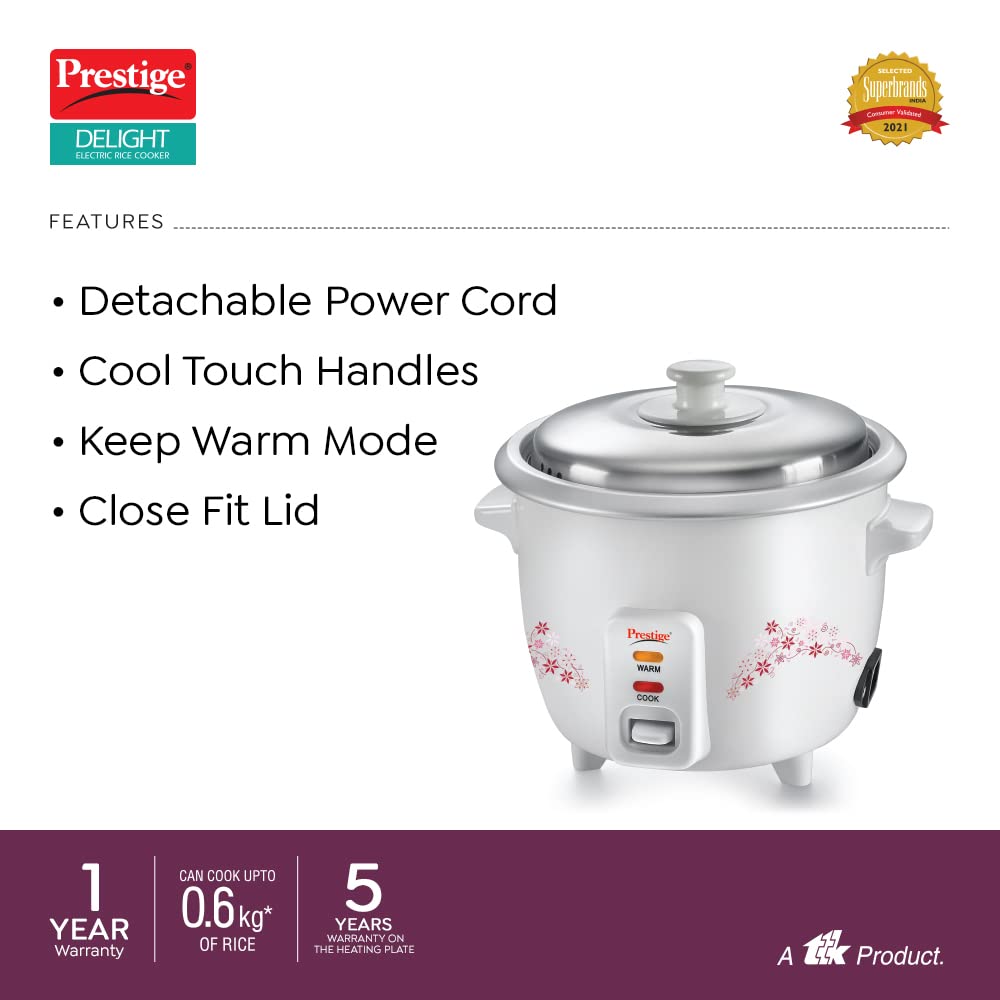 Prestige Delight PRWO 1.5 Electric Rice Cooker, 1.5 Litres