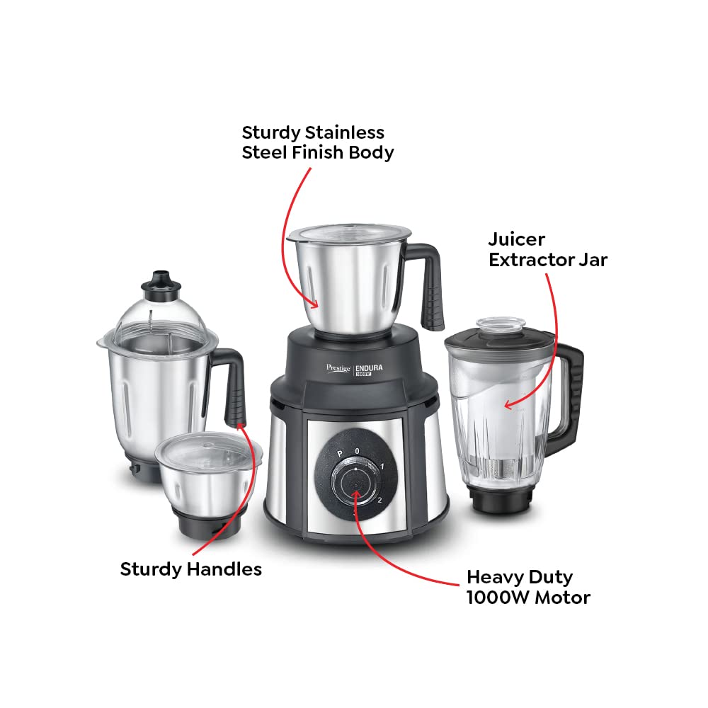 Prestige Endura Mixer Grinder, 1000W, 4 Jars