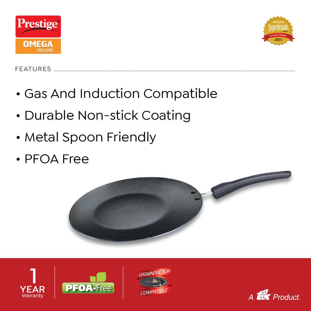 Prestige Omega Deluxe Aluminium Induction Base Non-stick Concave Tawa