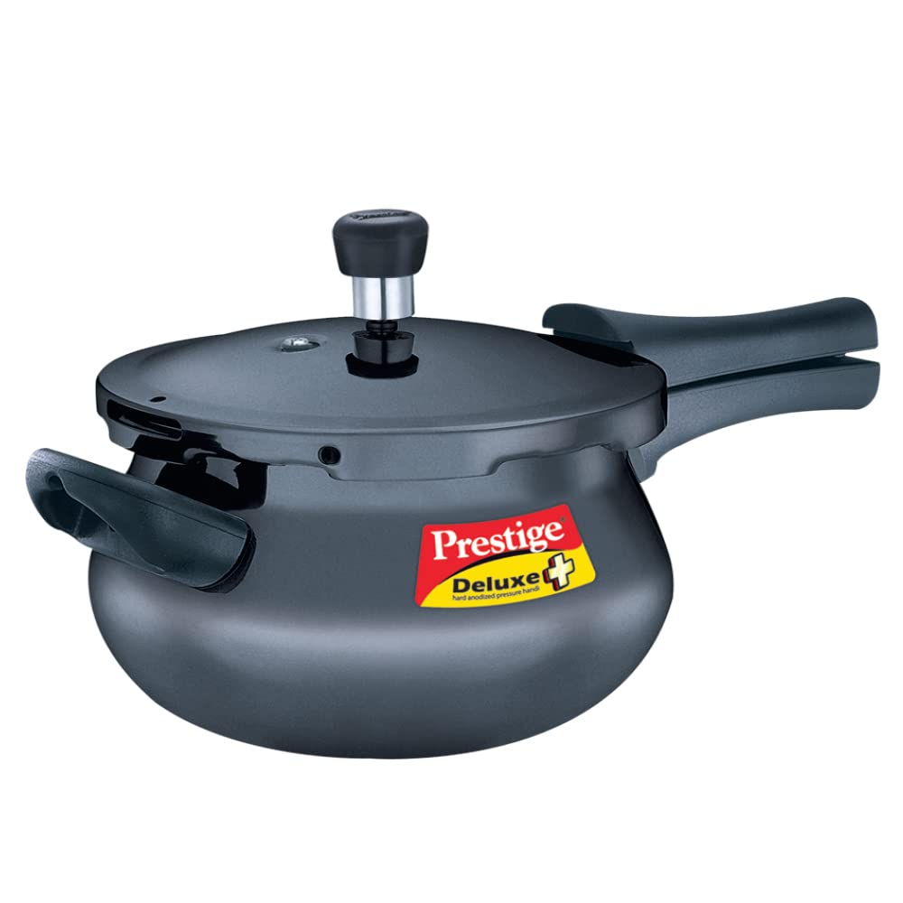 Prestige Deluxe Plus Hard Anodized Induction Base Outer Lid Pressure Cooker Junior Handi, 5 Litres