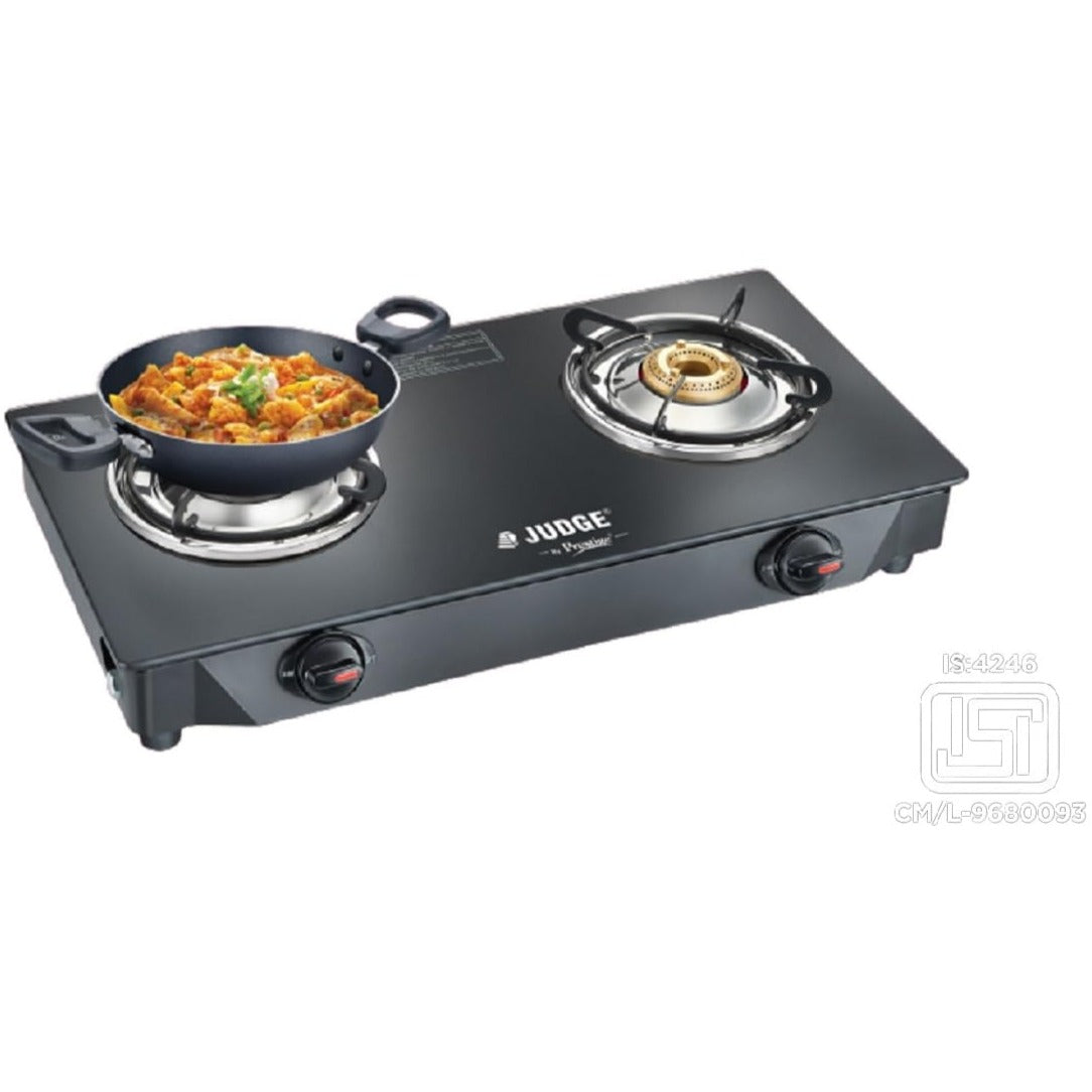 Judge by Prestige Deluxe Toughened Glass Top Gas Stove, 2 Burners