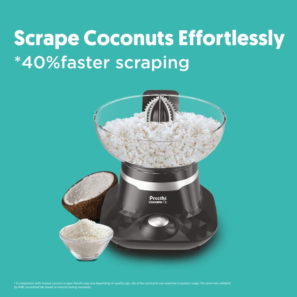 Preethi Cocosta KP-001 Electric Coconut Scrapper and Citrus Juicer, 100W