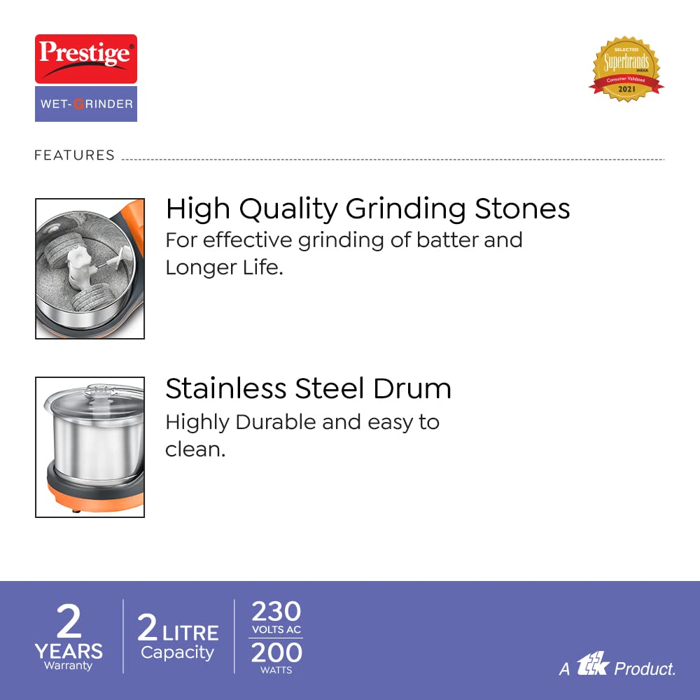 Prestige PWG 10 Table Top Wet Grinder, 2 Litres