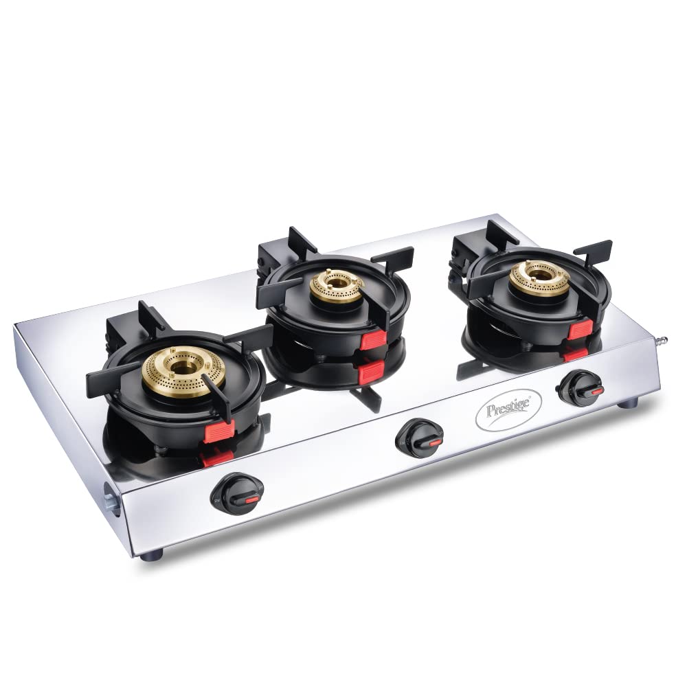 Prestige Svachh Perfect Stainless Steel Gas Stove with Liftable Burners, 3 Burners