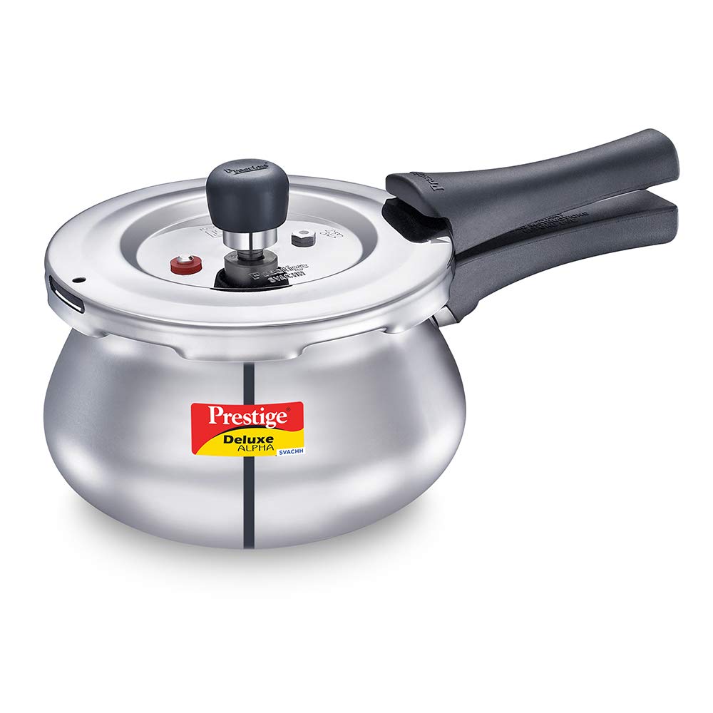 Prestige Deluxe Alpha Svachh Stainless Steel Induction Base Outer Lid Pressure Cooker Handi, 2 Litres