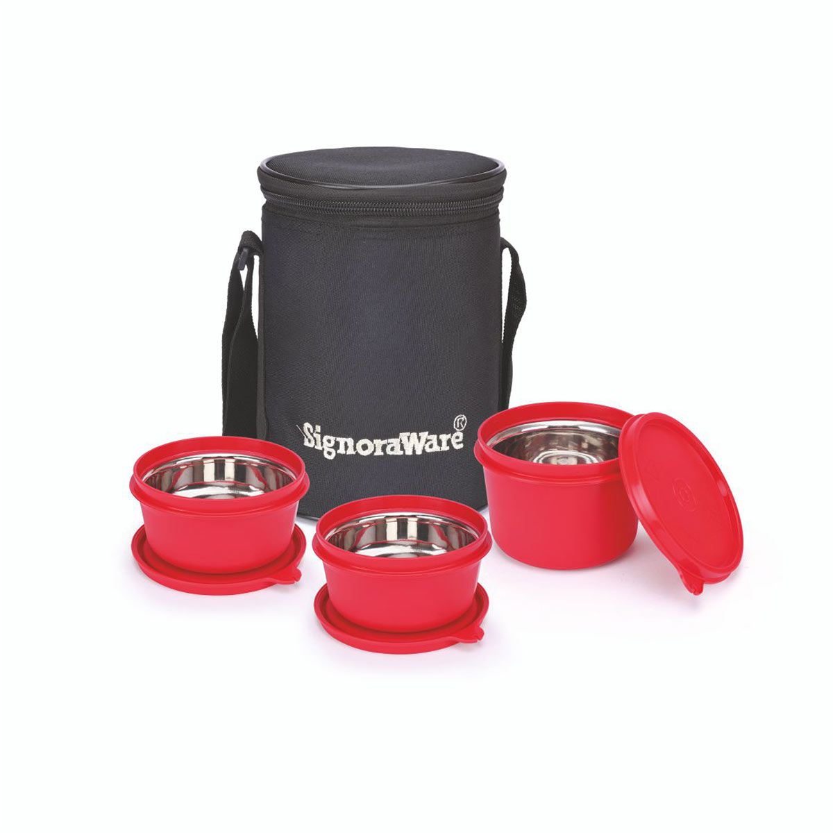 Signoraware Monarch Executive Microsafe Steel Stainless Steel Inner Lunch Box with Bag
