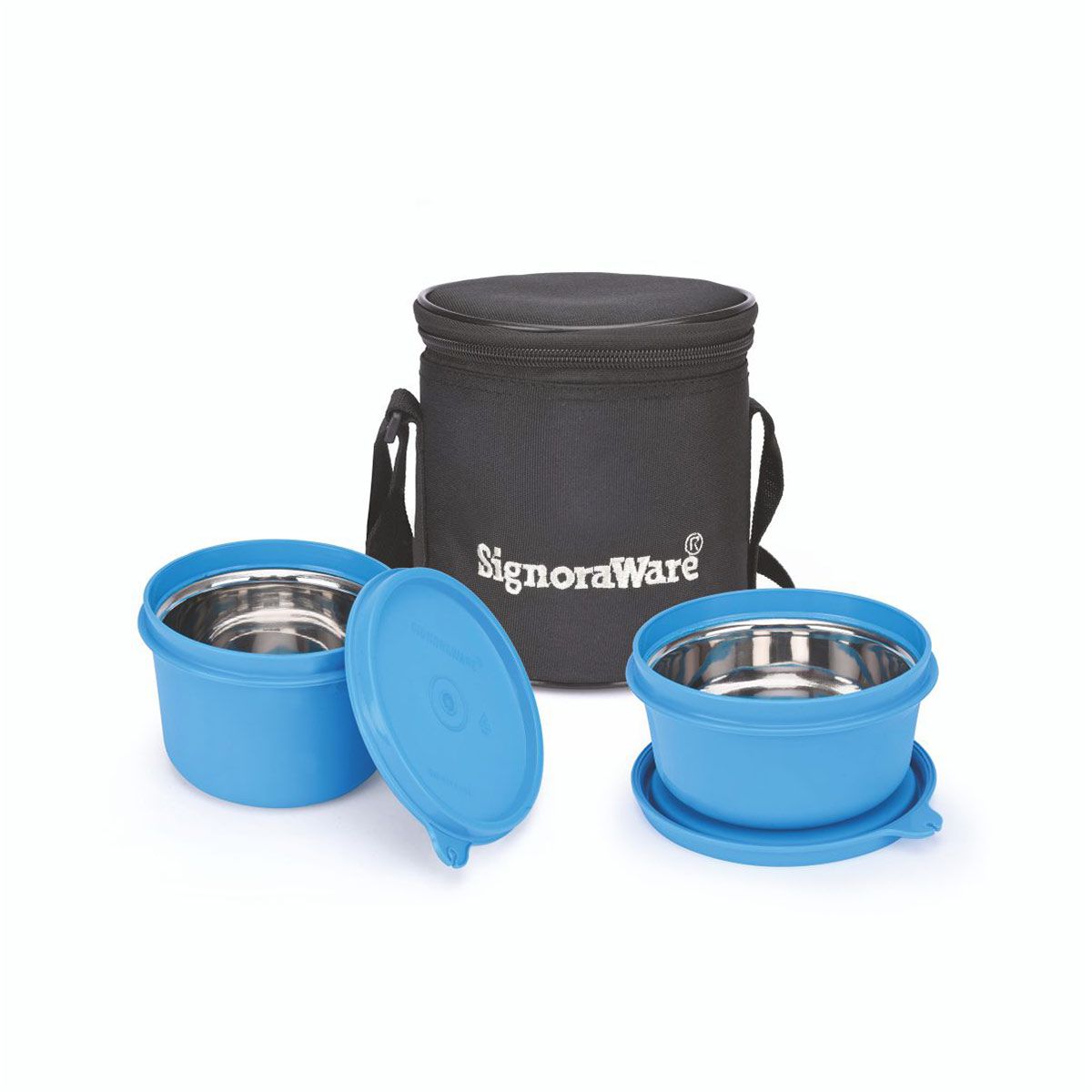Signoraware Monarch Executive Microsafe Steel Stainless Steel Inner Lunch Box with Bag