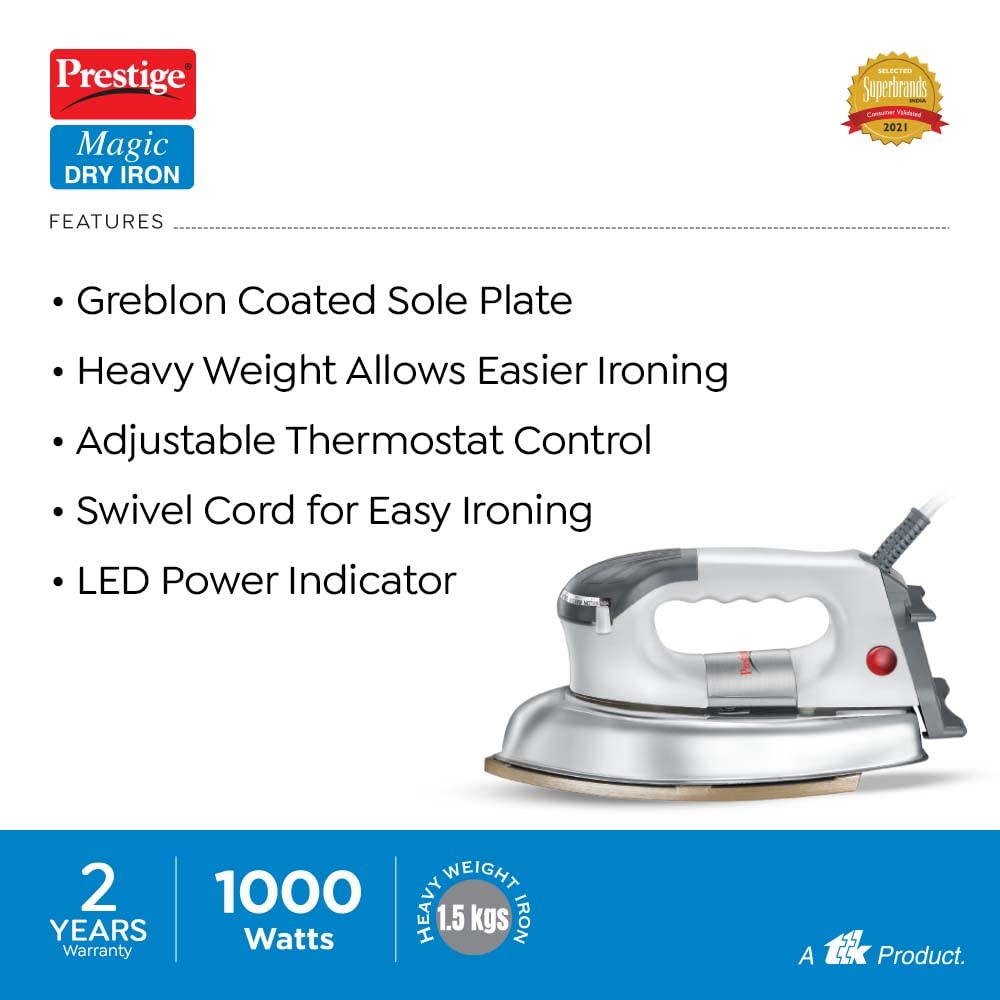 Prestige Magic PDI 06 Heavy Dry Iron Box, 1000W