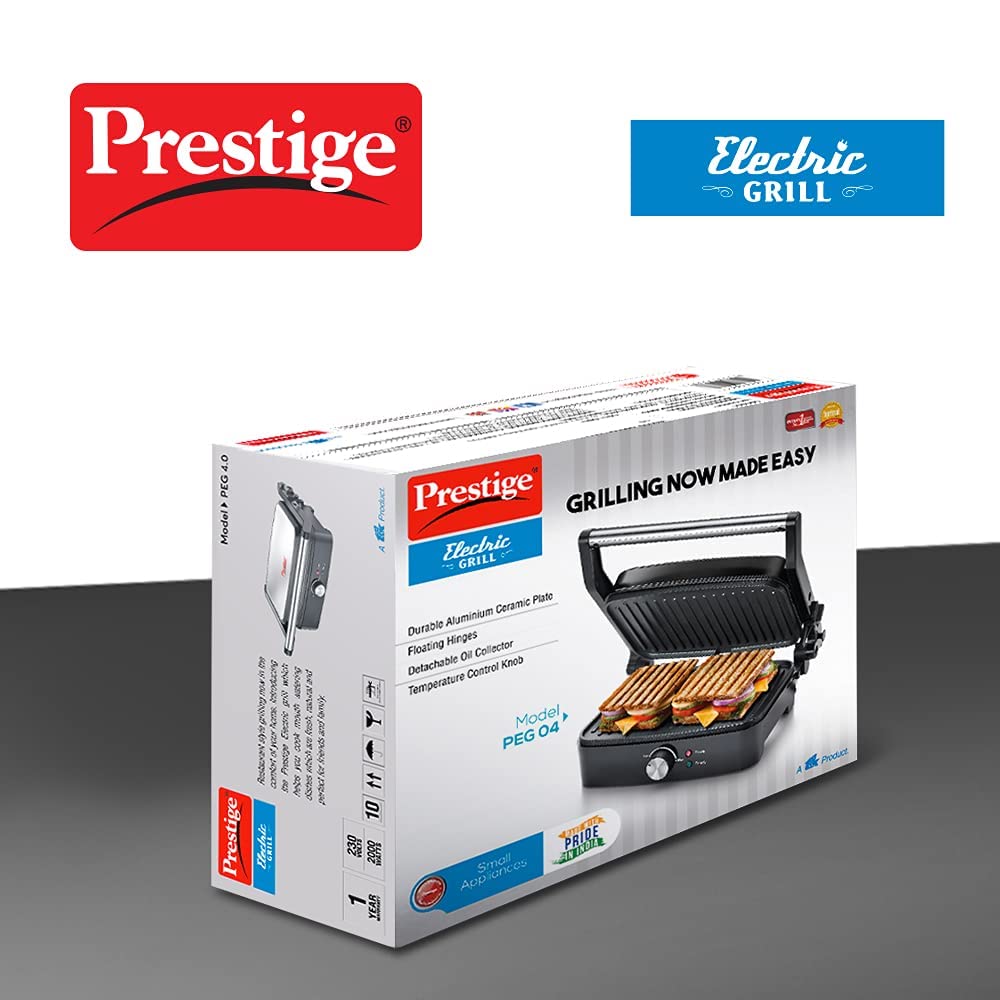 Prestige PEG 4.0 Electric Grill Sandwich Toaster, 2000W