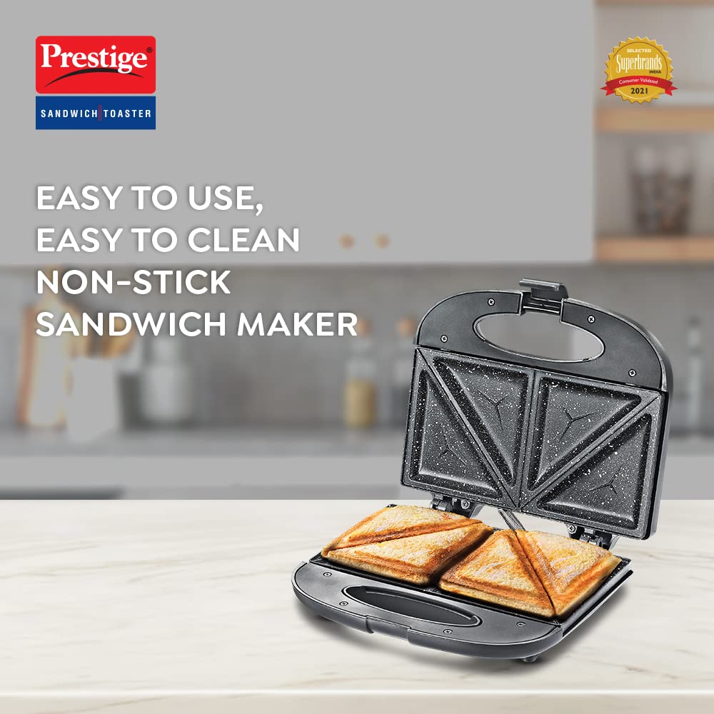 Prestige PSFSP Spatter Coated Sandwich Toasters with Fixed Sandwich Plates, 800W