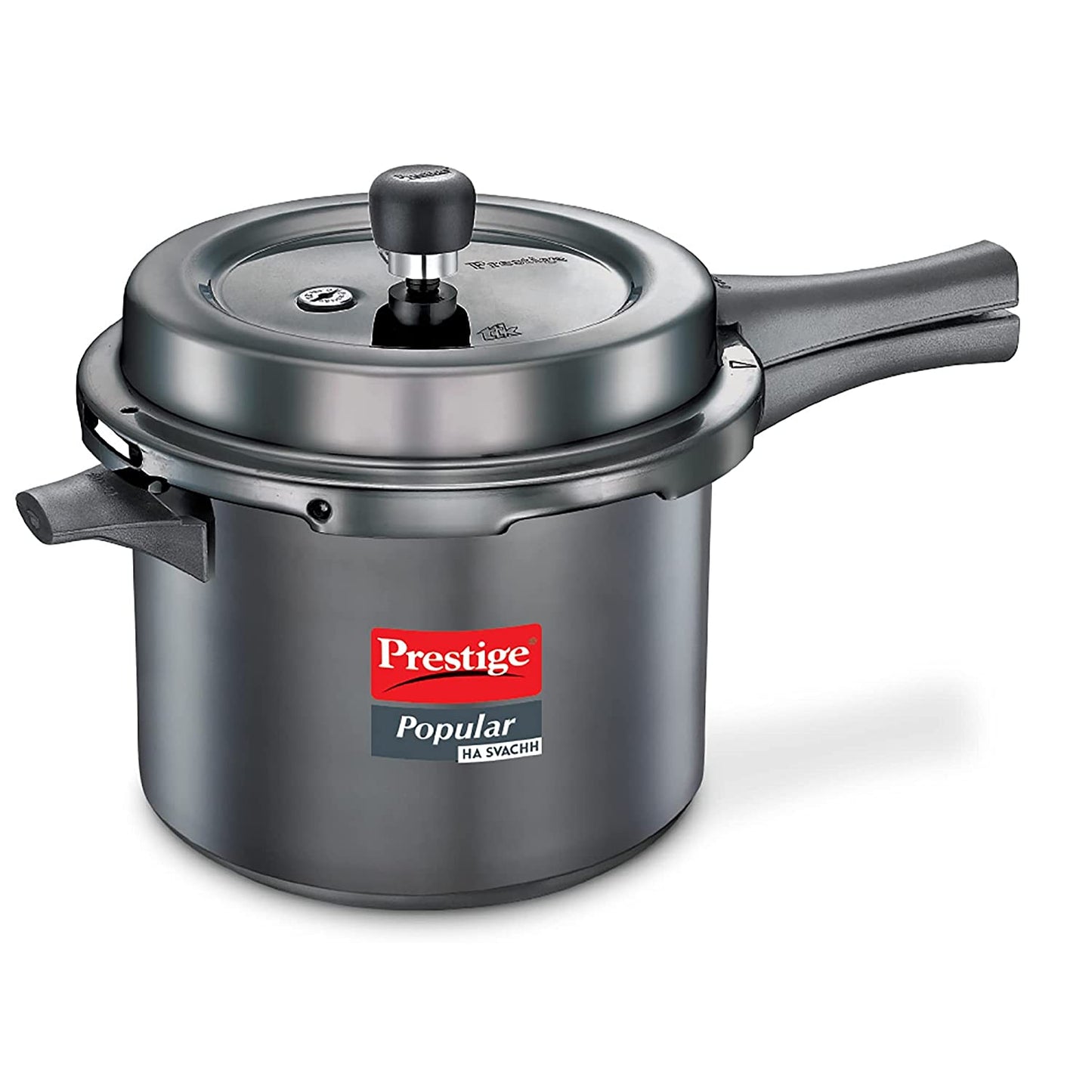 Prestige Popular Svachh Hard Anodised Stainless Steel Induction Base Outer Lid Pressure Cooker, 5 Litres