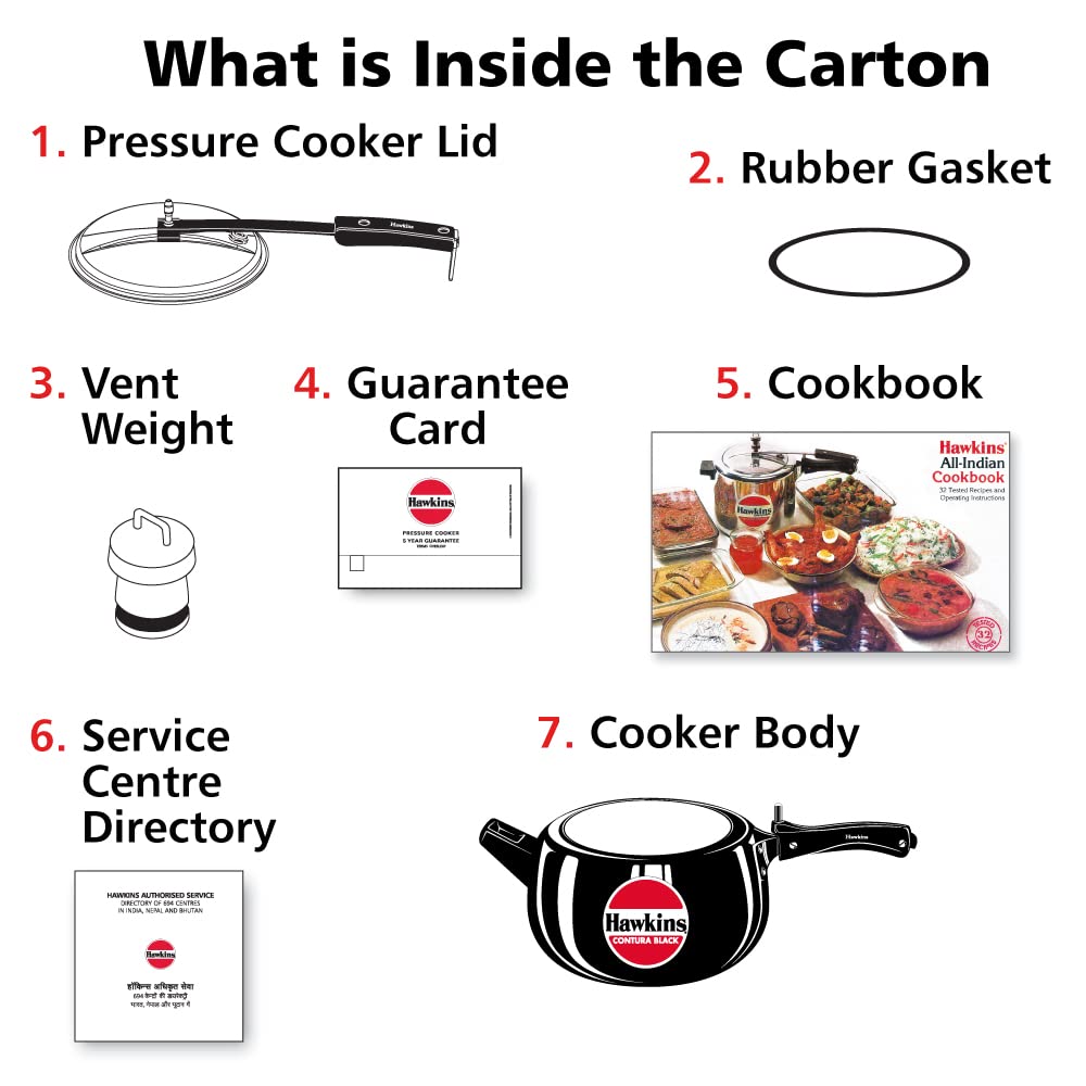 Hawkins Contura Black Hard Anodised Aluminium Non-Induction Base Inner Lid Pressure Cooker, 5 Litres