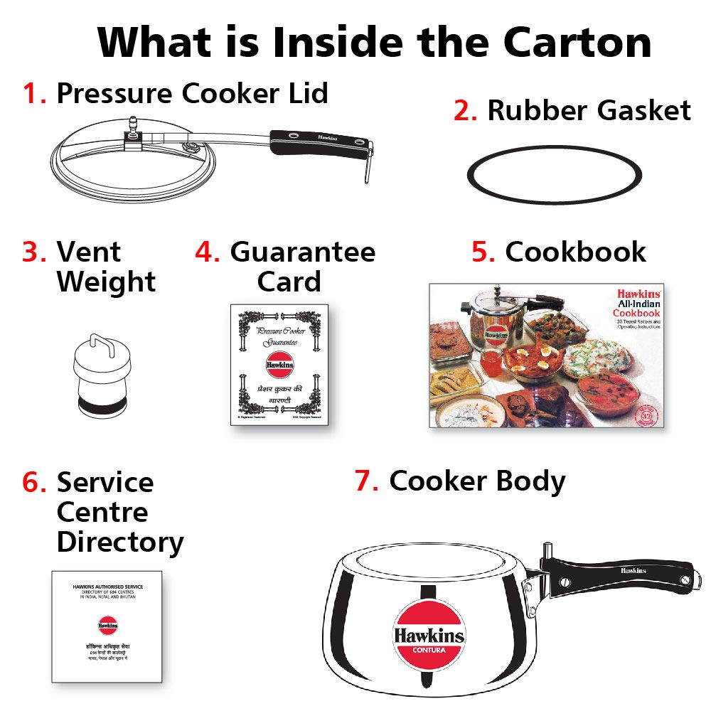 Hawkins Contura Aluminium Non-Induction Base Inner Lid Pressure Cooker, 3 litres