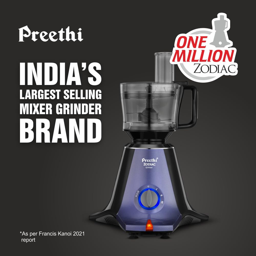 Preethi Zodiac Glitter MG-264 Mixer Grinder, 750W, 5 Jars