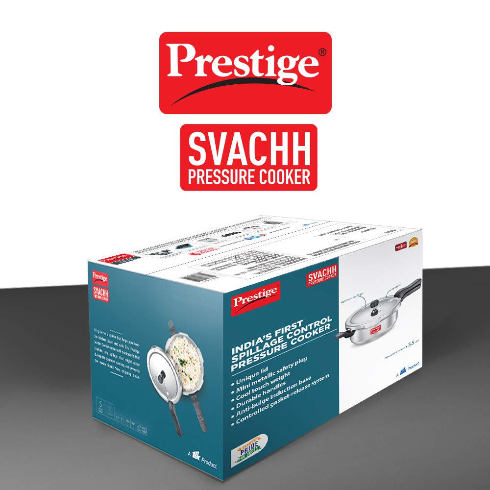 Prestige Svachh Aluminium Induction Base Outer Lid Pressure Cooker Pan, 3.5 Litres