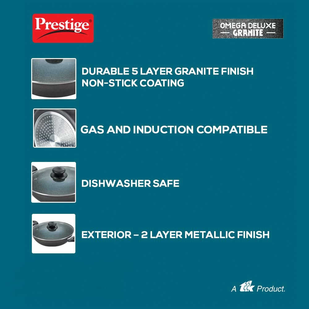 Prestige Omega Deluxe Granite Alulminium Induction Base Non-Stick Kadai