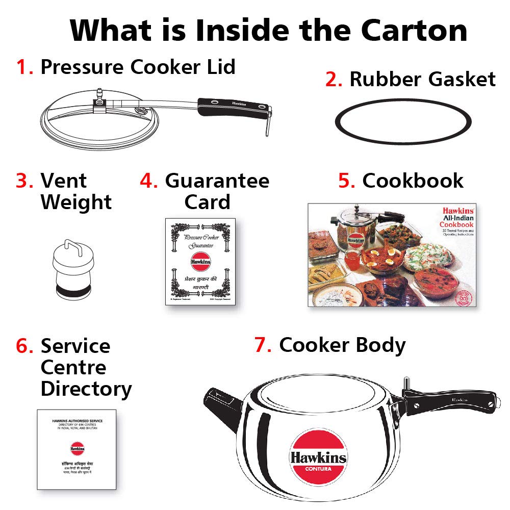 Hawkins Contura Aluminium Non-Induction Base Inner Lid Pressure Cooker, 5 litres