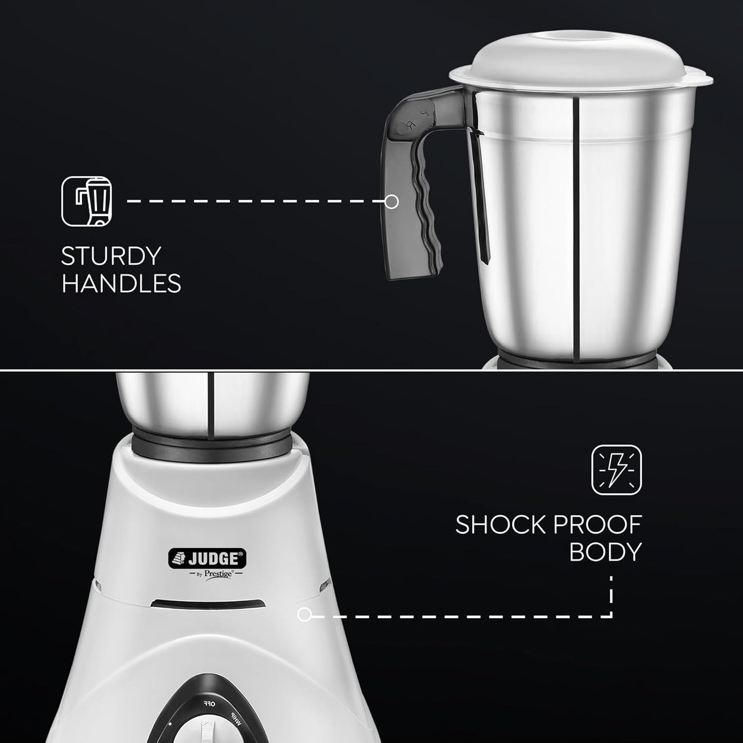 Judge by Prestige Comet Mixer Grinder, 500W, 3 Jars