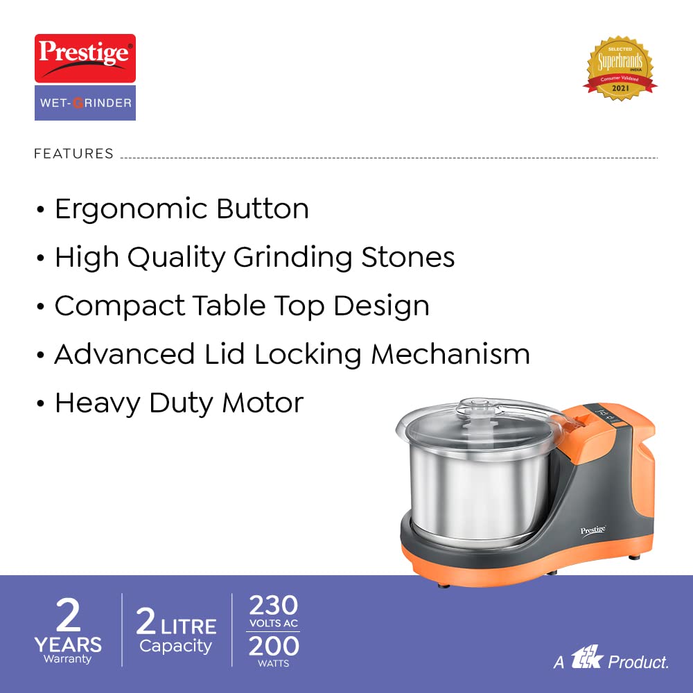 Prestige PWG 10 Table Top Wet Grinder, 2 Litres