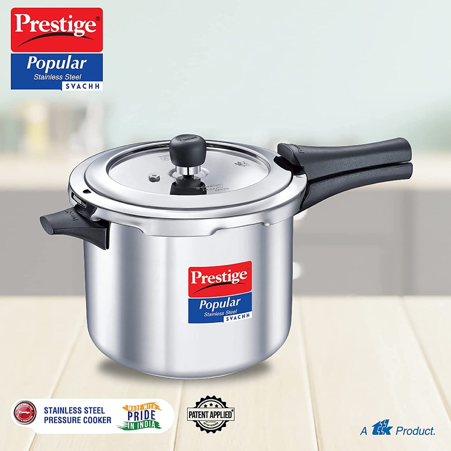 Prestige Popular Svachh Stainless Steel Induction Base Outer Lid Pressure Cooker, 2 Litres