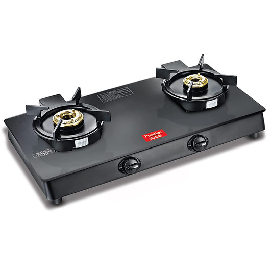 Prestige Svachh Neo GTSN 02 Toughened Glass Top Gas Stove with Liftable Burner Set, 2 Burners