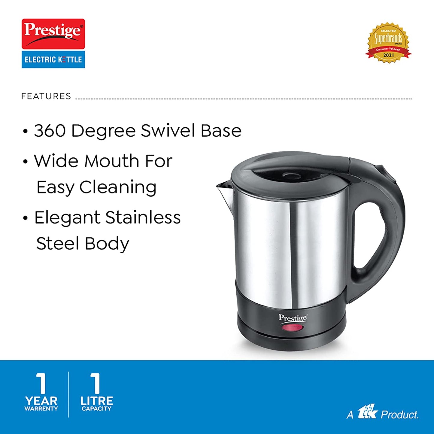 Prestige PKSS 1.0 Electric Kettle, 1 Litre