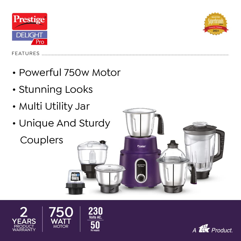 Prestige Delight Pro Mixer Grinder, 750W, 6 Jars