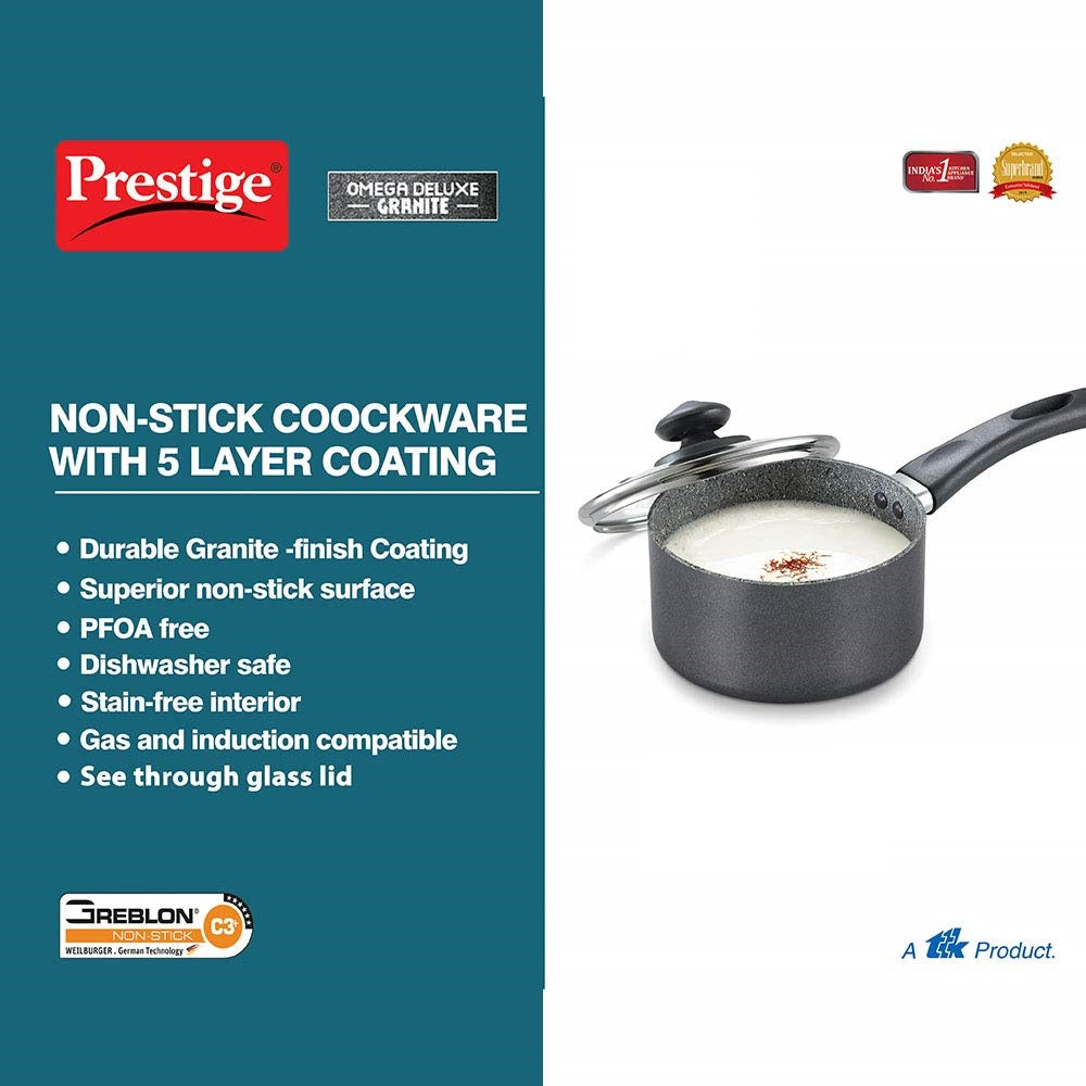 Prestige Omega Deluxe Granite Aluminium Induction Base Non-Stick Milk Pan