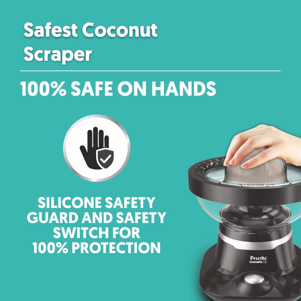 Preethi Cocosta KP-001 Electric Coconut Scrapper and Citrus Juicer, 100W
