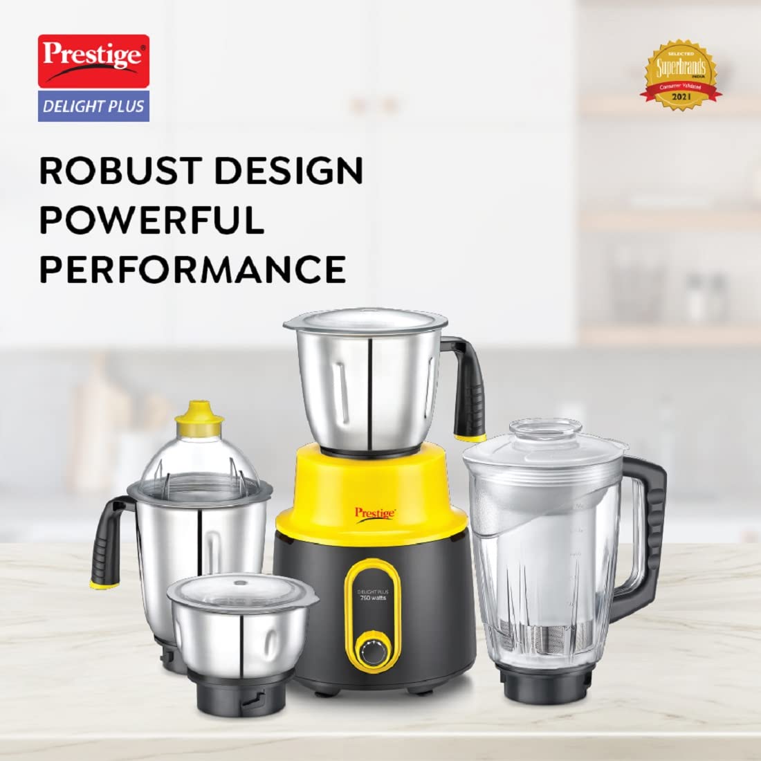 Prestige Delight Plus Mixer Grinder, 750W, 4 Jars