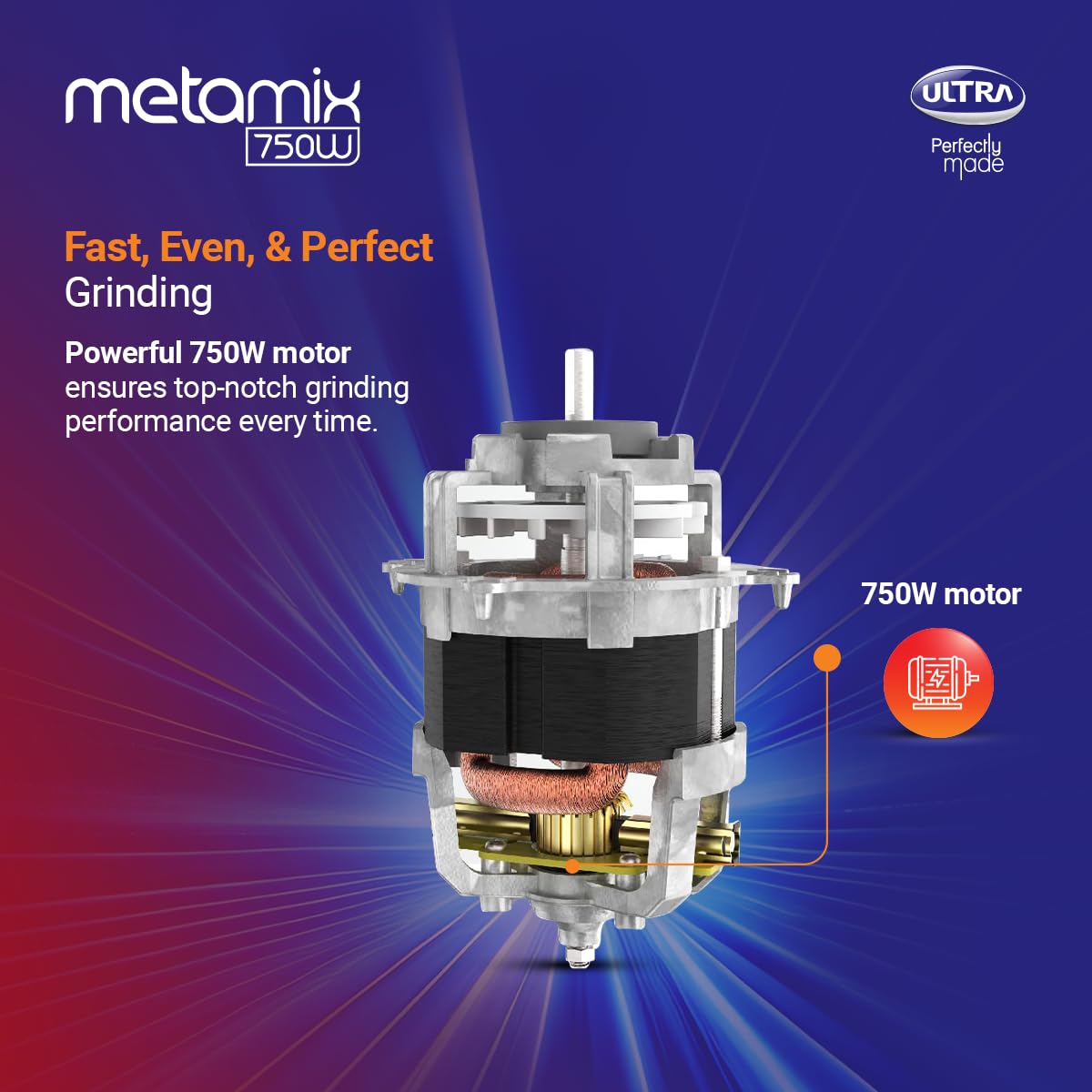 Ultra Metamix Mixer Grinder, 750W, 3 Jars