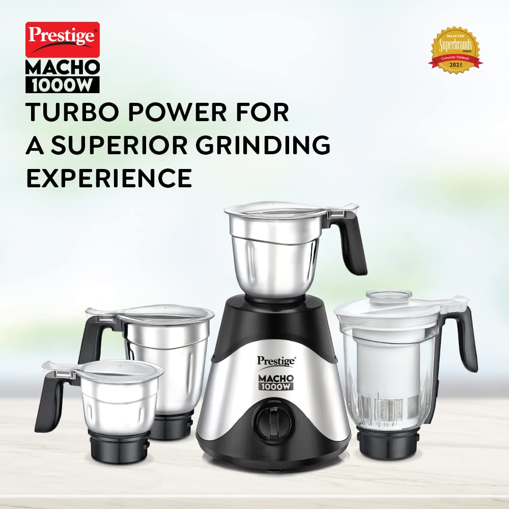 Prestige Macho Mixer Grinder, 1000W, 4 Jars