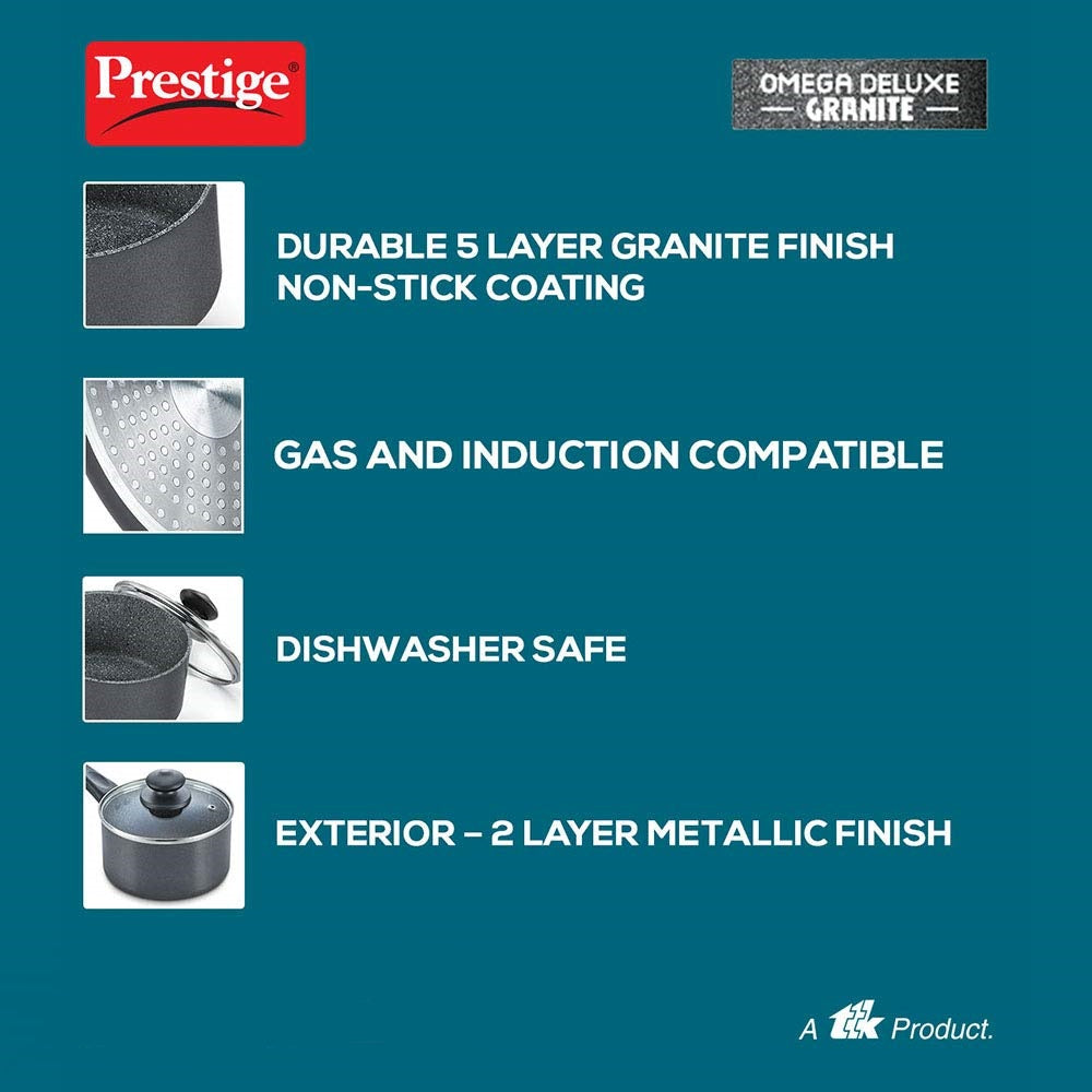 Prestige Omega Deluxe Granite Aluminium Induction Base Non-Stick Milk Pan